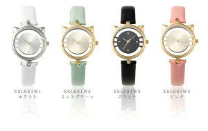 日本代購 空運 Grandeur ESL081 貓咪 造型 手錶 女錶 日本製機芯 牛皮錶帶 貓型 造型錶框 錶面