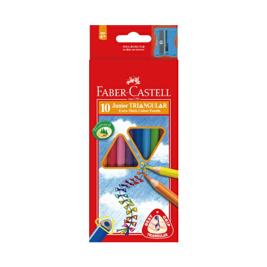 FABER-CASTELL 輝柏 大三角油性色鉛筆 10色 /紙盒 16-116538-10