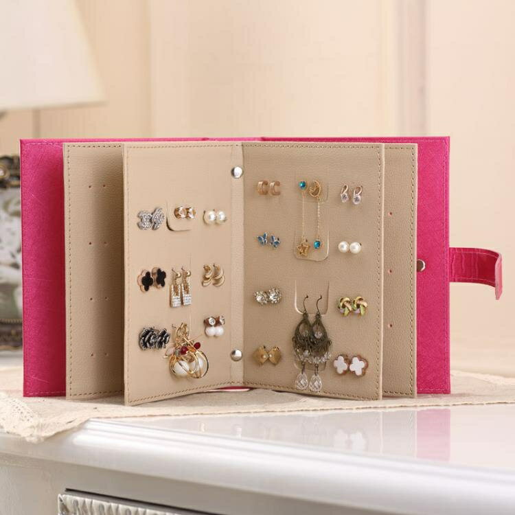 首飾盒 耳釘耳環收納書本韓國創意首飾收納盒冊公主便攜耳飾掛式展示盒子