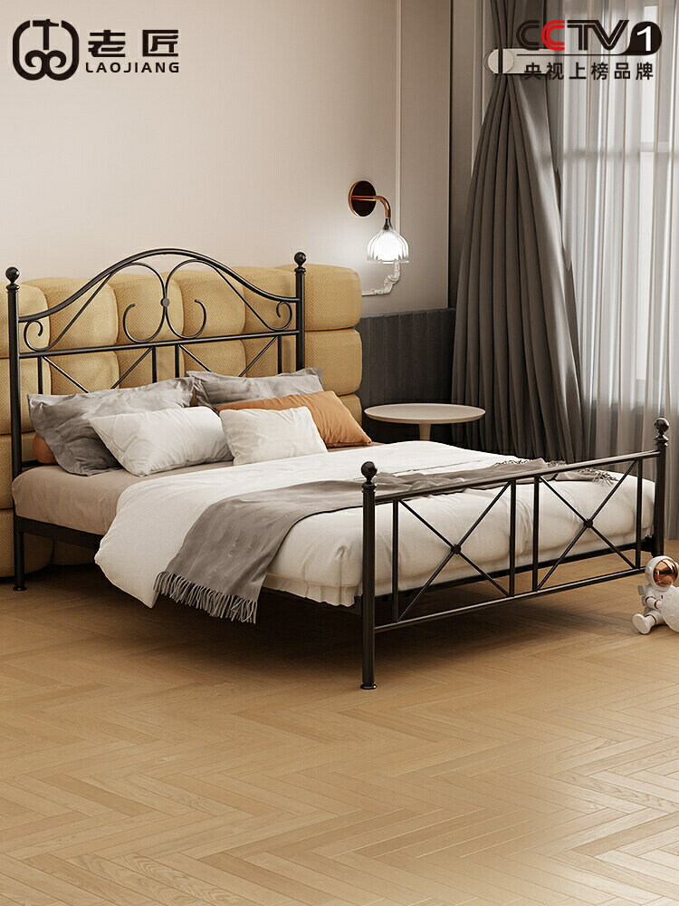 老匠鐵架床 簡約現代鐵床雙人床成人1.8米歐式鐵藝床1.5米單人T58