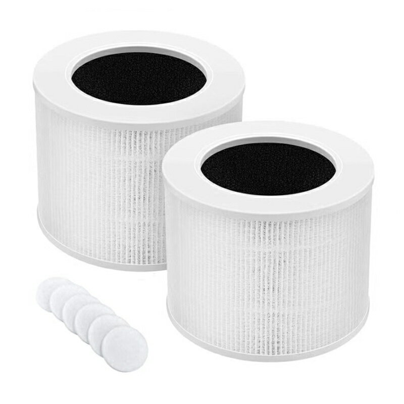 2 件適用於 Levoit Core Mini/Mini-RF 空氣淨化器 HEPA 活性炭過濾器 + 海綿配件更換