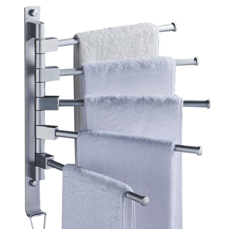 毛巾架免打孔衛生間不銹鋼掛架浴室置物架摺疊神器多功能旋轉多桿