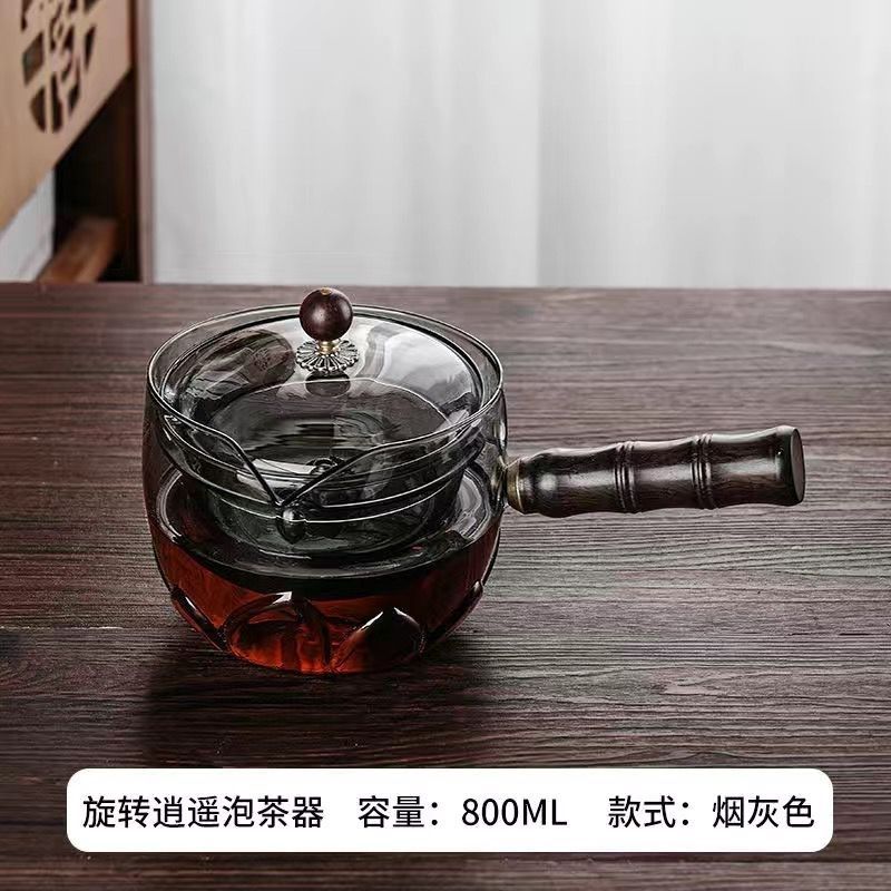 泡茶壺800毫升360度旋轉泡茶壺高溫耐熱玻璃加厚燒水泡茶器284LPS 快速寄出