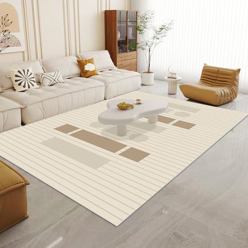 簡約客廳地墊pvc防水免洗可擦茶幾毯可裁剪臥室床邊毯奶油色地毯