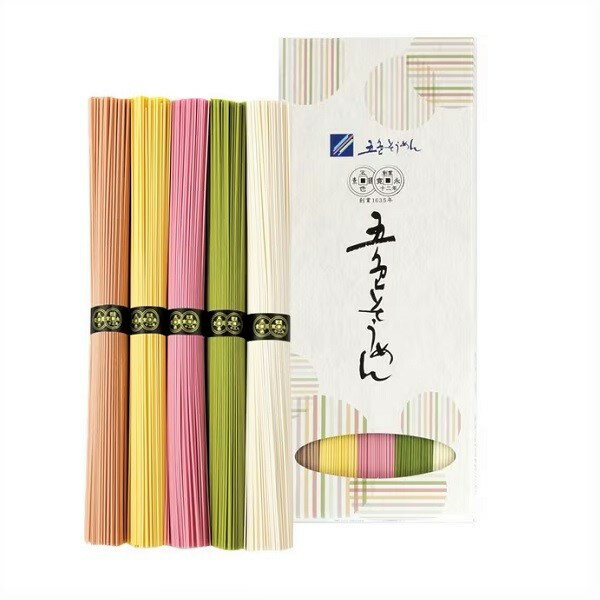 【江戶物語】 日本 手延五色素麵 禮盒 250g 色束別 五色麵 彩色手延素麵 涼麵 生麵條 麵線 和風料理 日本進口