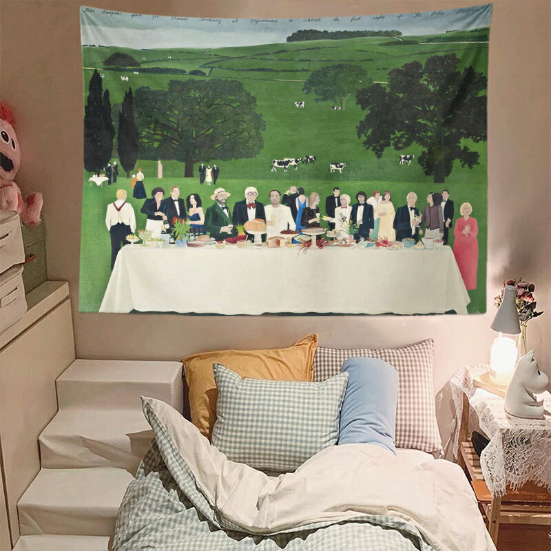 莊園派對臥室背景布墻布ins風掛毯布床頭房間布置租房改造北歐風