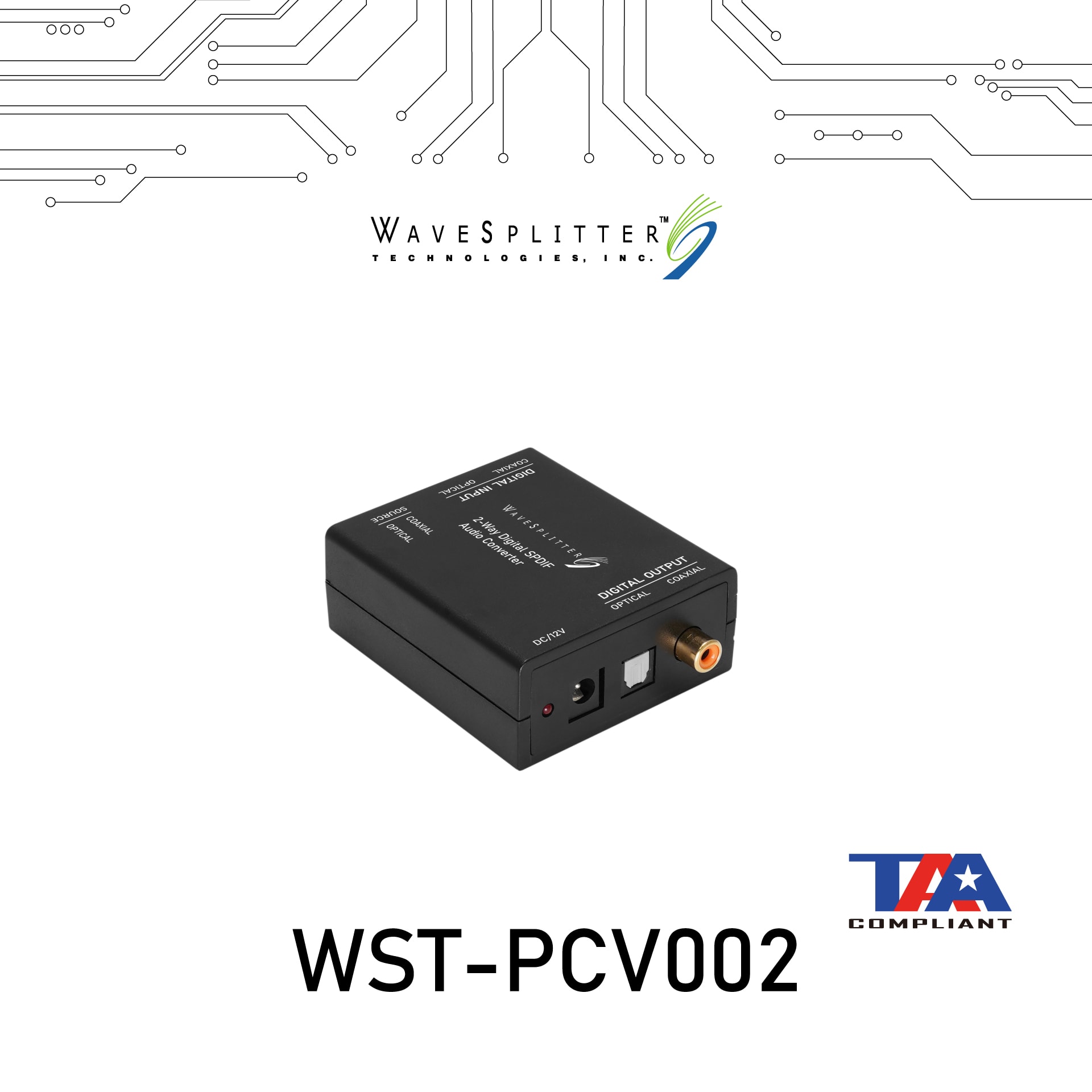 WaveSplitter WST-PCV002同軸/光纖數位音源雙向轉換器(現貨) 威世波 臺灣製造