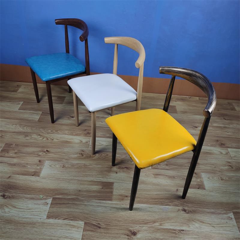 北歐餐椅家用簡易書桌椅凳子休閑靠背仿實木鐵藝角椅子