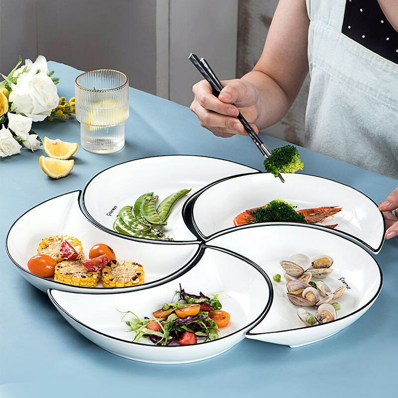 網紅陶瓷拼盤餐具組合月亮團圓盤子聚會分餐盤菜盤創意擺盤套裝