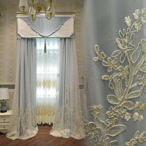 窗紗輕奢窗簾客廳法式進口歐式臥室清新遮光高檔北歐風格一體刺繡