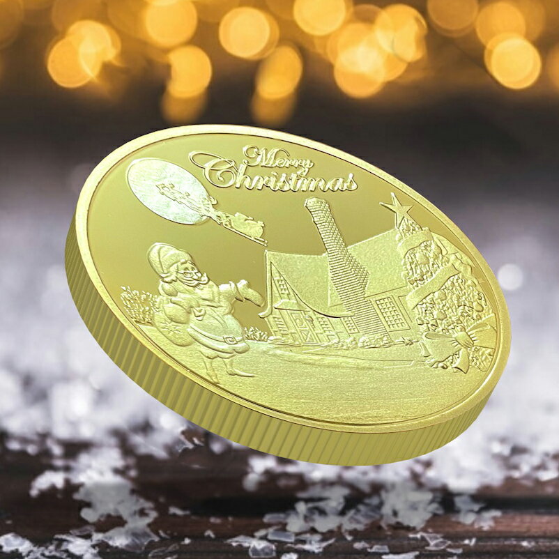 聖誕徽章禮物兒童金幣 2018年份紀念幣小禮品鑰匙扣掛飾玩具硬幣