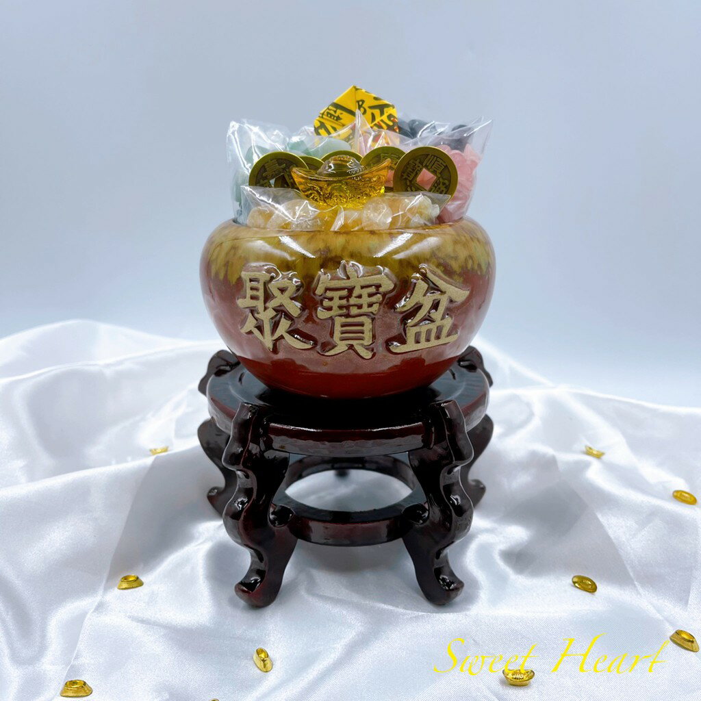 Sweet Heart 田芯開運精選💯🇹🇼招財聚寶盆套組 鶯歌陶瓷 五色水晶+五帝錢+元寶 贈開運招財符 限定網絡優惠價 1