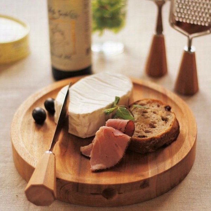 日本 IBUKI ATTA 木製圓形砧板附餐刀 可當餐盤 露營 野餐＊夏日微風＊