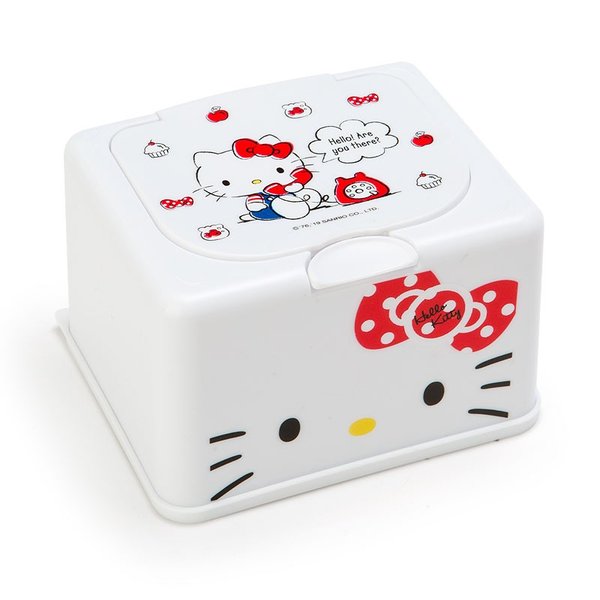 大賀屋 日貨 HELLO KITTY 按壓式 收納盒 化妝棉 盒子 飾品盒 珠寶盒 三麗鷗 正版 L00011323