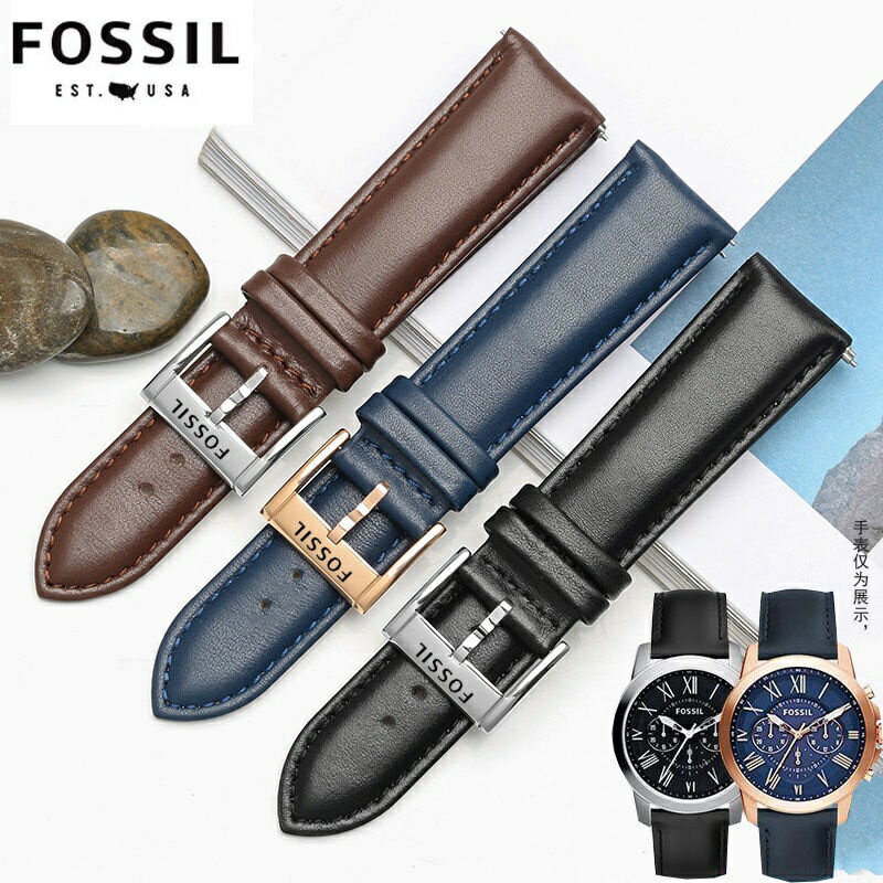 7-3✈Fossil 皮革錶帶男女通用 fossil fs4812 me305220 頭皮革手鍊 14mm 22mm