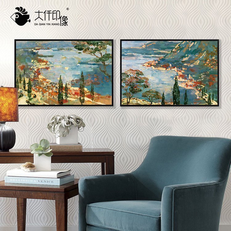 歐式簡約客廳裝飾畫沙發背景墻壁畫現代餐廳簡歐風景抽象油畫掛畫