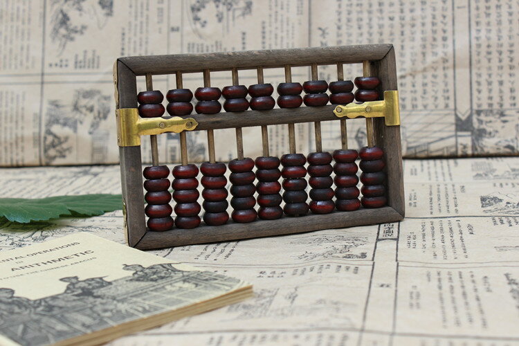仿古小9檔櫸木紅珠算盤送英文說明書復古禮品懷舊算盤經典禮品