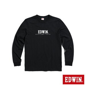 EDWIN 東京散策系列 日系經典LOGO長袖T恤-男女款 黑色