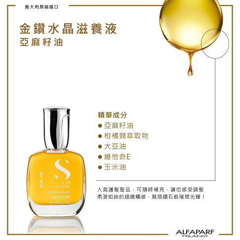 ALFAPARF金鑽水晶滋養液(亞麻籽油)50ml~2瓶送澳洲原裝進口juuce洗髮精或護髮素300ml 0