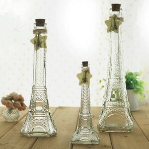 巴黎鐵塔玻璃許愿瓶漂彩虹瓶流瓶禮物瓶創意擺設生日禮品花瓶包郵