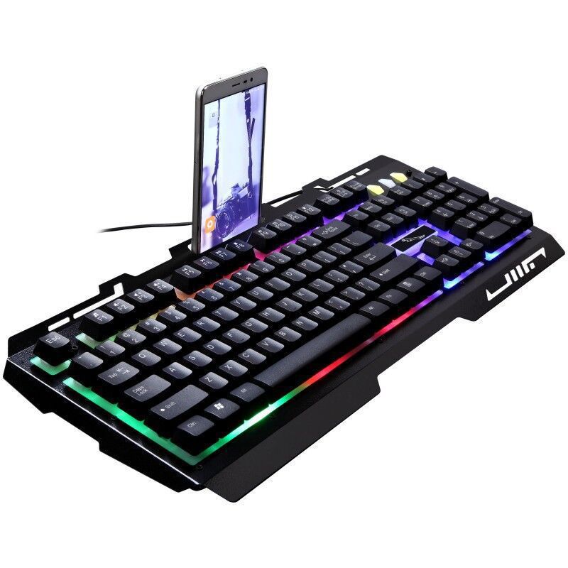 追光豹G700背光遊戲 機械手感電腦LOLCF 金屬USB發光有線USB鍵盤