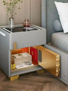免運 智能床頭櫃全實木智能 保險箱一體現代簡約 充電多功能臥室收納保險