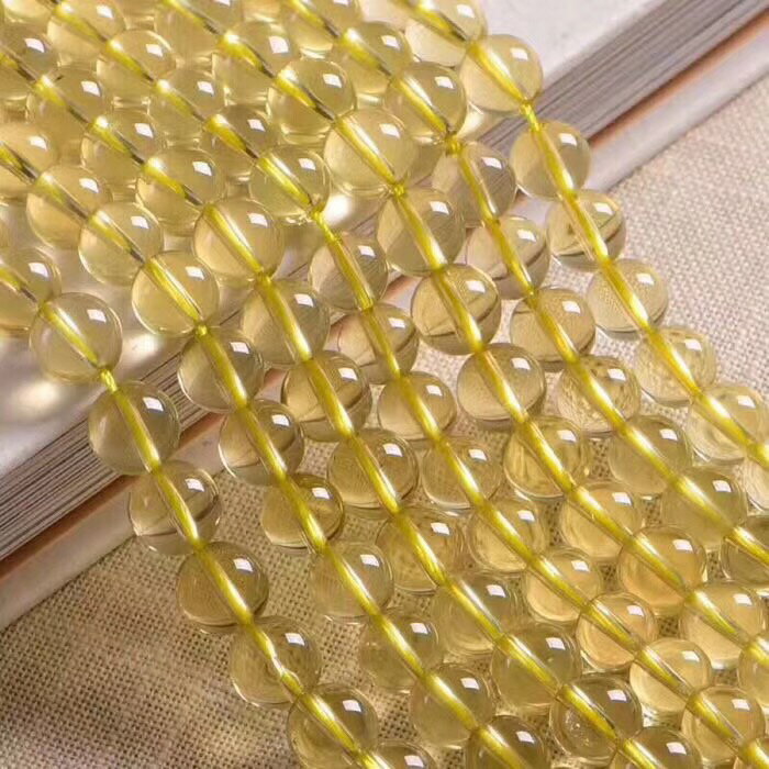 純天然5A巴西黃水晶圓珠散珠半成品檸檬黃男女手鏈串項鏈 DIY配件