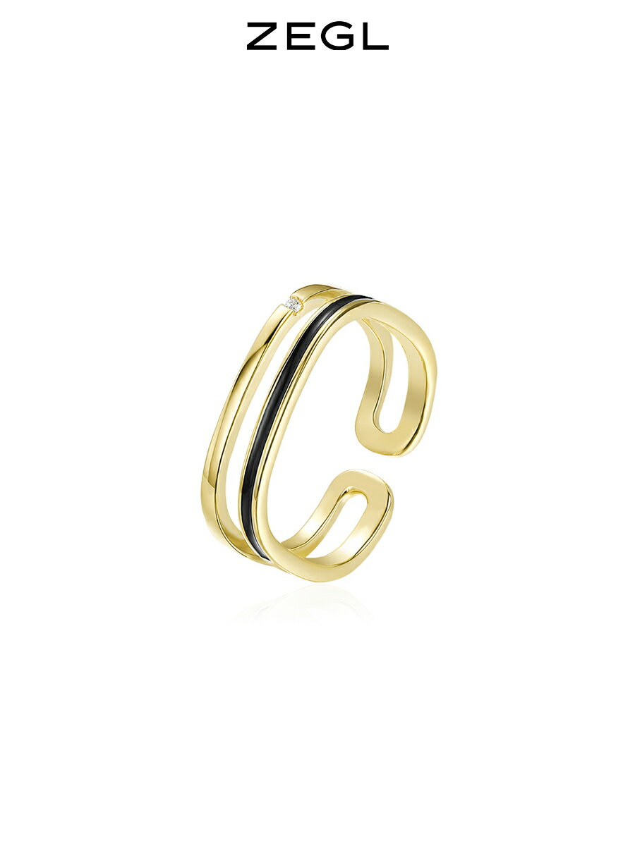 ZEGL簡約鏤空方形戒指女小眾設計冷淡風指環時尚個性開口戒食指戒