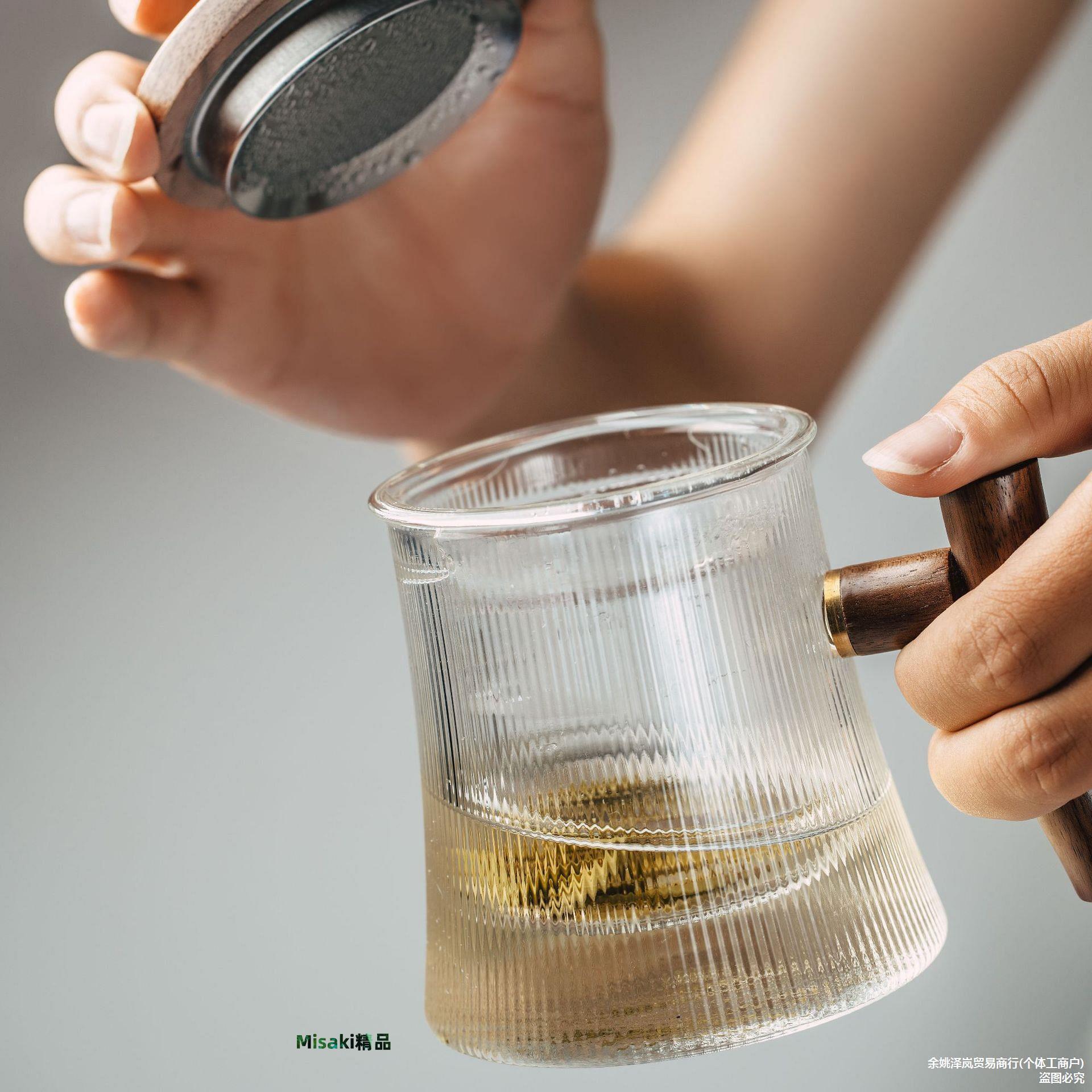 玻璃泡茶杯帶蓋過濾辦公室水杯簡約男女大容量茶水分離杯子-Misaki精品