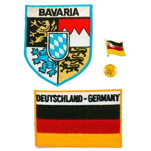 個性刺繡補丁布標 三件組 德國巴伐利亞地標＋國旗刺繡+別針 刺繡肩章 軍裝飾貼 繡片貼 刺繡布貼