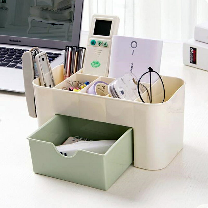 桌面化妝品文具遙控器收納盒塑料整理盒梳妝臺首飾口紅雜物置物盒