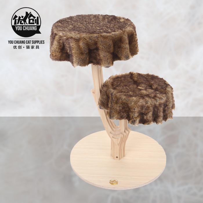貓跳臺 優創貓傢俱 原創設計樹幹系列貓爬架實木小型架子貓樹一體貓跳臺 快速出貨