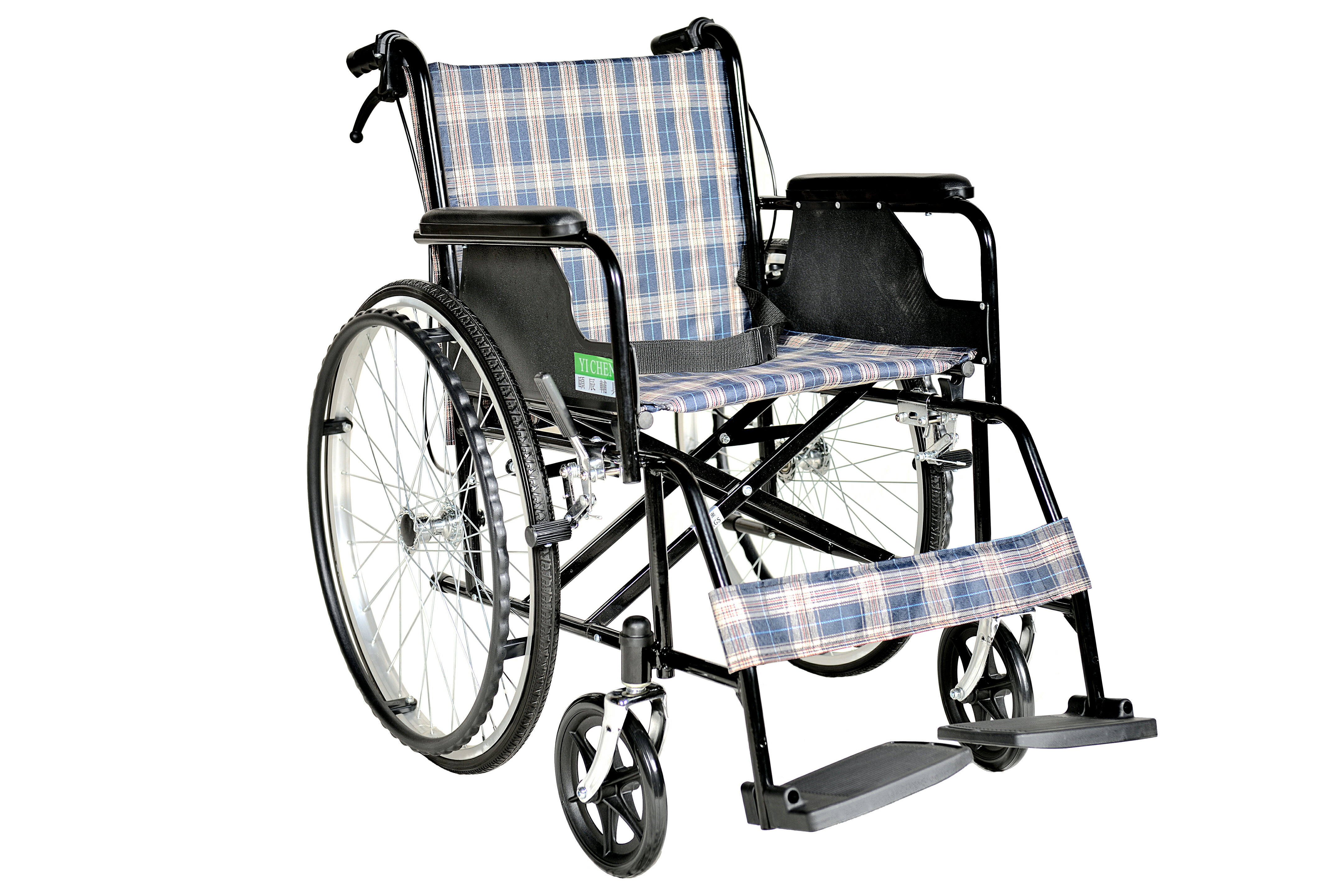[頤辰] 鐵製輪椅 YC-809格子布 / YC-809PVC (輪椅A款補助)