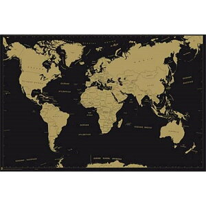世界地圖 - 時尚感(黑金配色) 進口海報 居家裝飾 牆壁裝飾