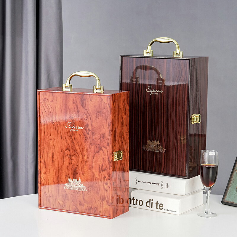 紅酒木盒 雙支單支通用包裝禮盒 6支2只裝定製鋼琴 烤漆葡萄酒木箱子 全館免運