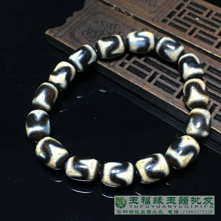 西藏天珠至純虎牙天珠手鏈老料朱砂包漿老風化紋清晰散珠配珠包郵| 協貿
