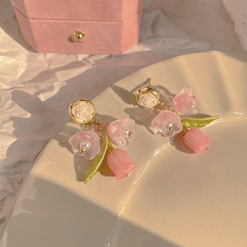 超仙森系玫瑰花朵耳環年新款潮小眾設計高級感耳飾女氣質耳釘