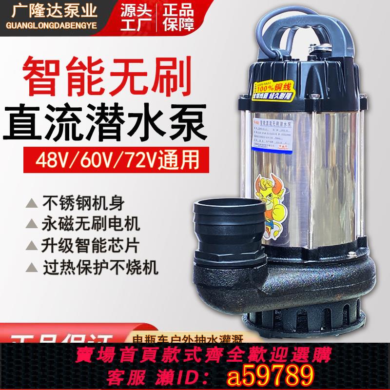 【臺灣公司 可打統編】無刷智慧直流不銹鋼潛水泵48V60V72V通用電瓶車抽水泵灌溉電水泵