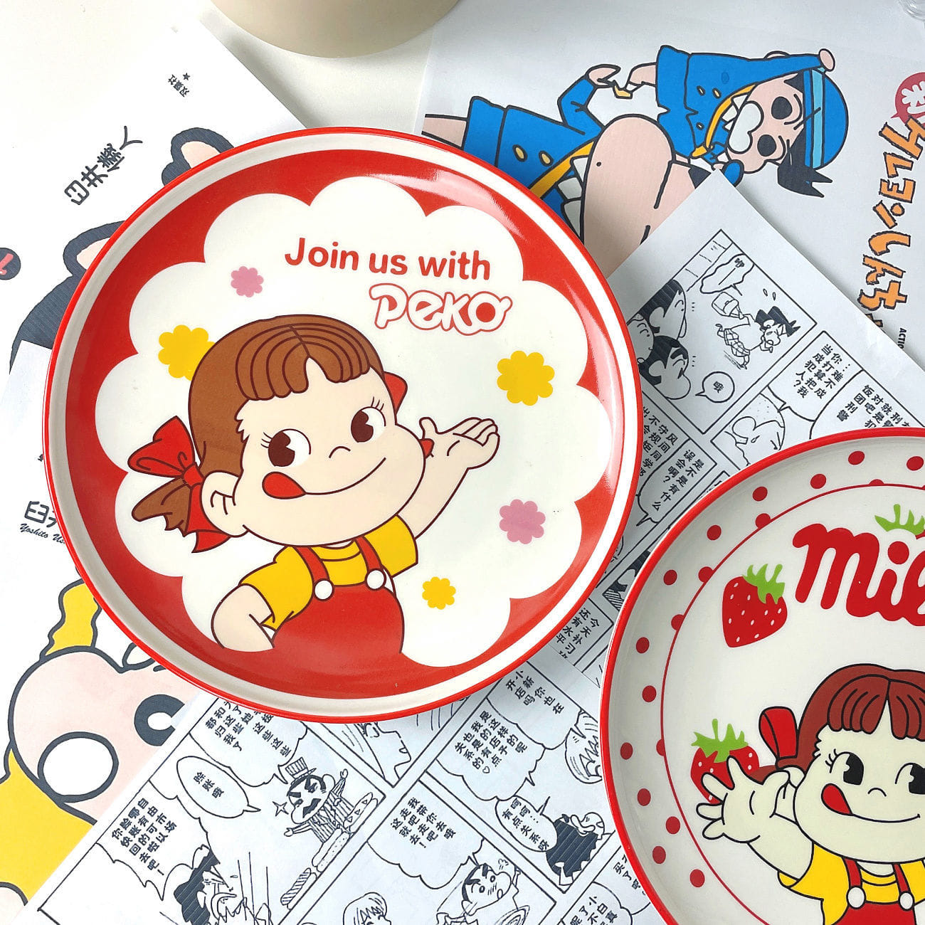 卡通陶瓷peko家用餐盤2入組