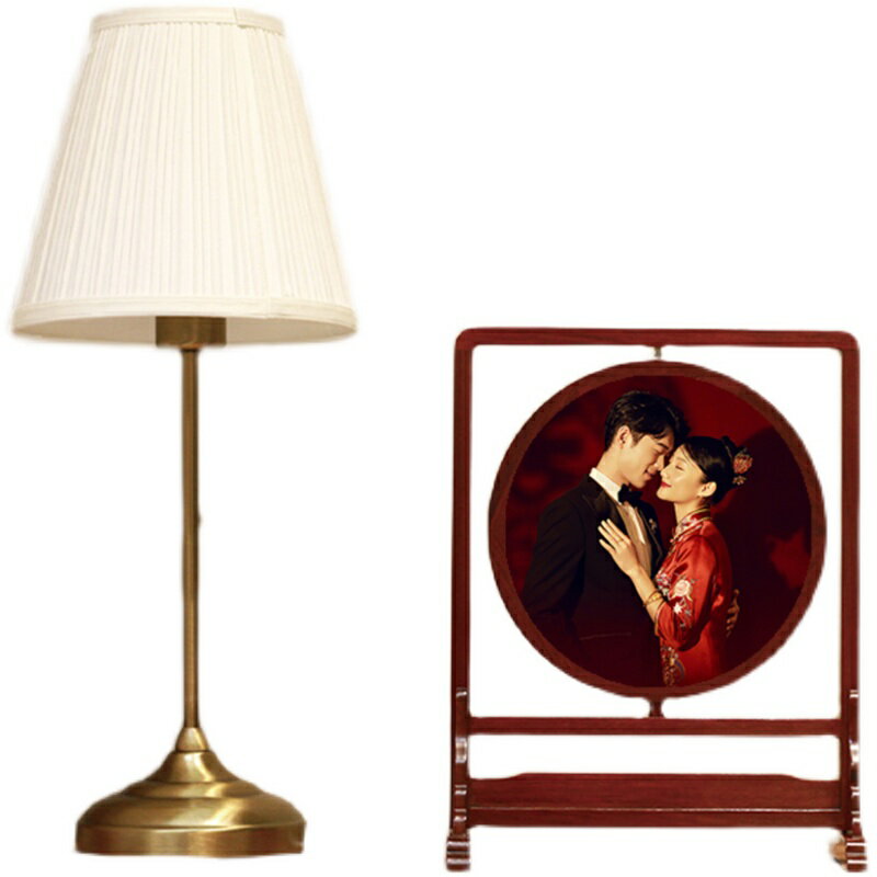 中式實木中國風婚紗照寫真照片擺臺雙面旋轉 新婚房裝飾擺件禮品 4