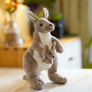 可愛澳洲袋鼠毛絨玩具母子袋鼠公仔仿真動物娃娃親子玩偶生日禮物