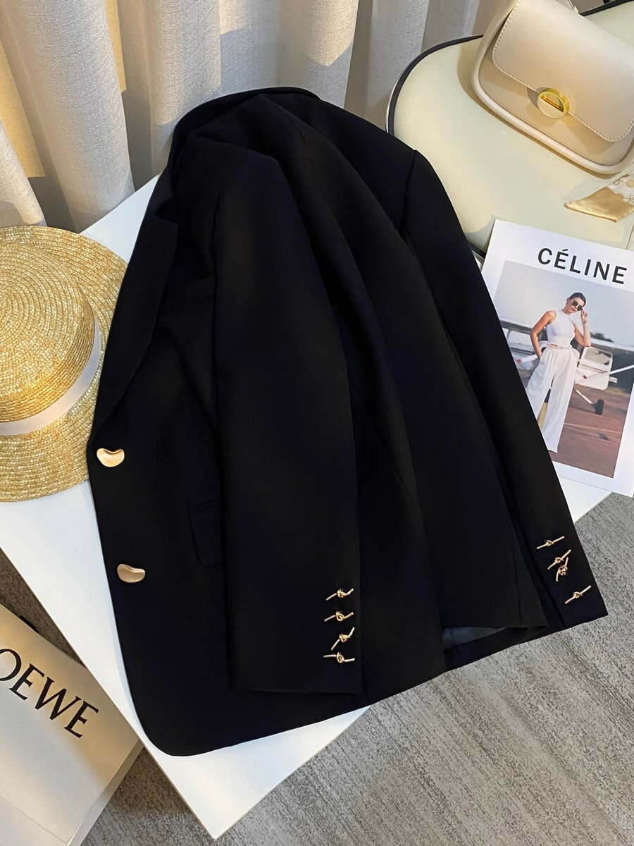 黑色西裝外套女2024新款春秋休閑氣質名媛高級感炸街成都小個西服【淘夢屋】