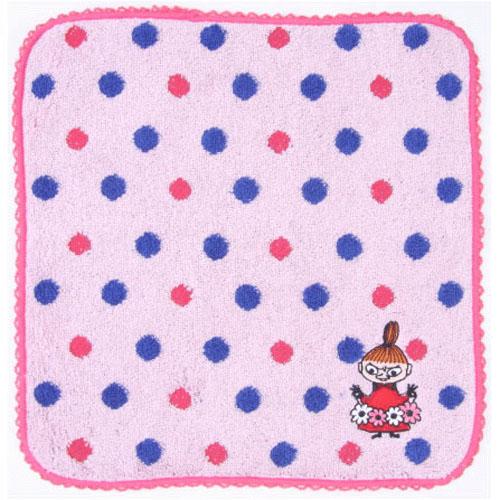 小不點 粉紅 毛巾 25×25cm 方巾 手帕 藍紅 圓點 嚕嚕咪 Moomins 日貨 正版 授權 J00030217
