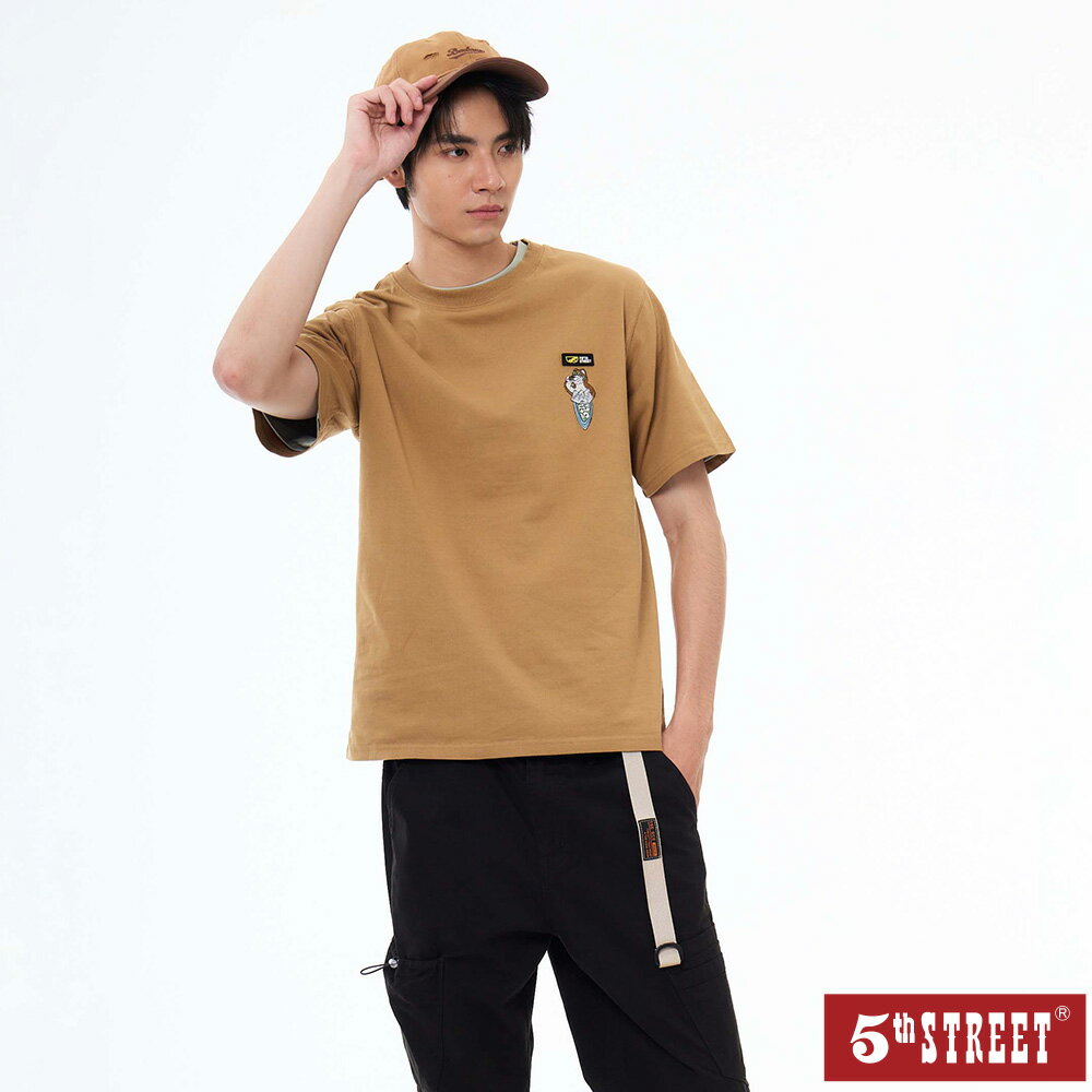 男裝 短T 高山植物 印花 短袖T恤 TEE 上衣 咖啡 (571050) 【5th STREET】【全館滿$3000贈環保餐具收納袋】 ★夏季新系列 父親節送禮