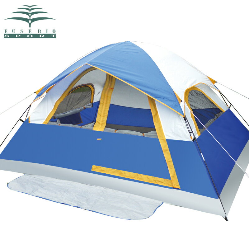 EUSEBIO帳篷戶外3-4人露營防風防雨裝備雙層家庭野外登山帳篷套裝