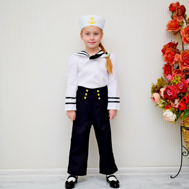 外貿款兒童小海軍表演出服裝水手制服女孩夏令營戶外游泳