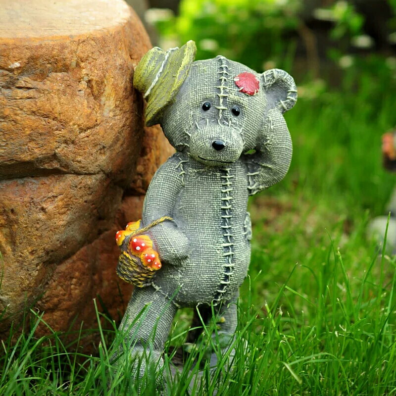 花園裝飾庭院擺件戶外造景提水提籃小熊樹脂雕塑卡通工藝品擺設