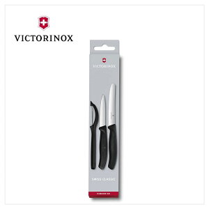 VICTORINOX 瑞士維氏 餐刀組(直立式刨刀+蕃茄刀+平尖刀) 黑 6.7113.31