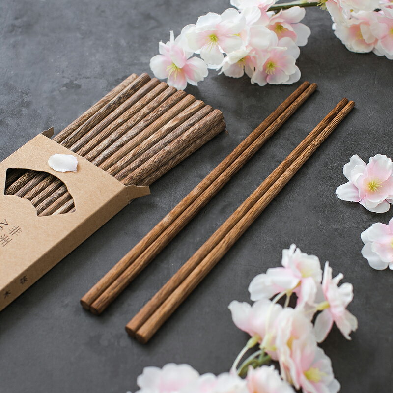 無漆無蠟雞翅木實木紅木筷子家用日式高檔天然快子家庭裝套裝筷