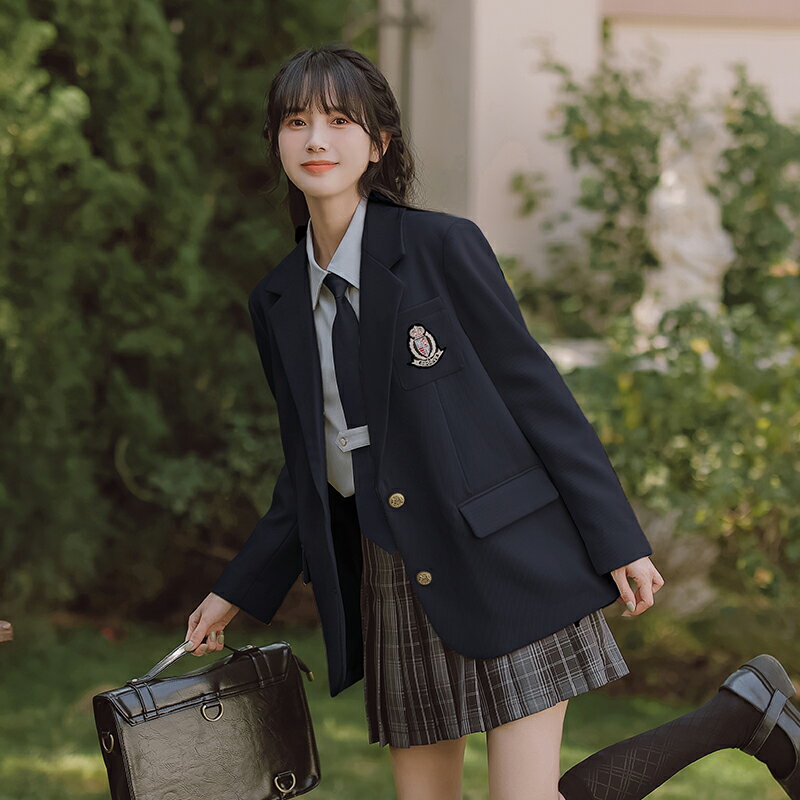 日系JK學院風套裝裙西裝襯衫經典格紋短裙初高中學生校服團體班服